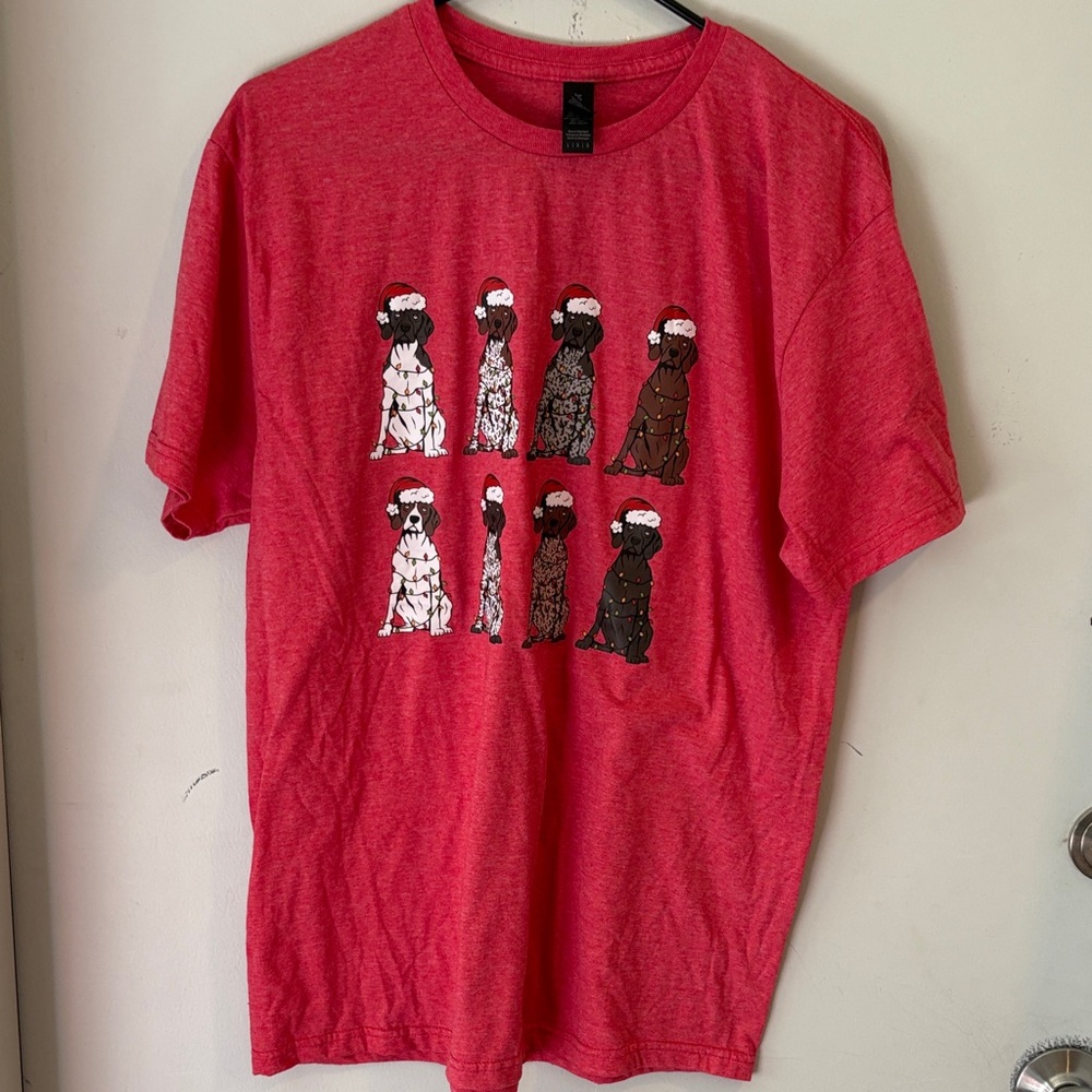 Red Graphic T-Shirt with Dog Print